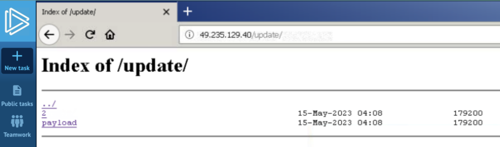 The remote server displayed a directory at the time of writing, which led to loader crashing
