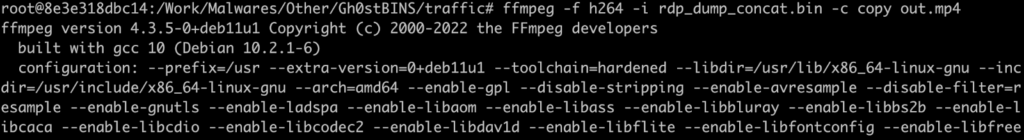 An MPEG decoder creates an mp4 file