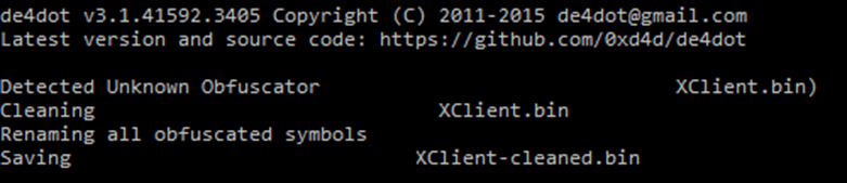 de4dot usage for further Xworm analysis