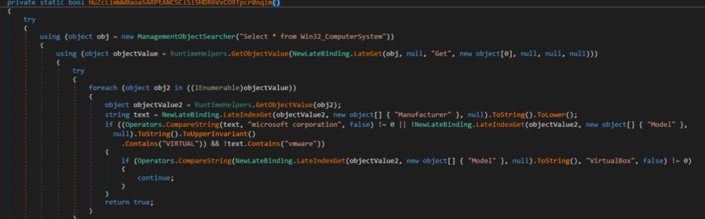 Detection of a virtual machine